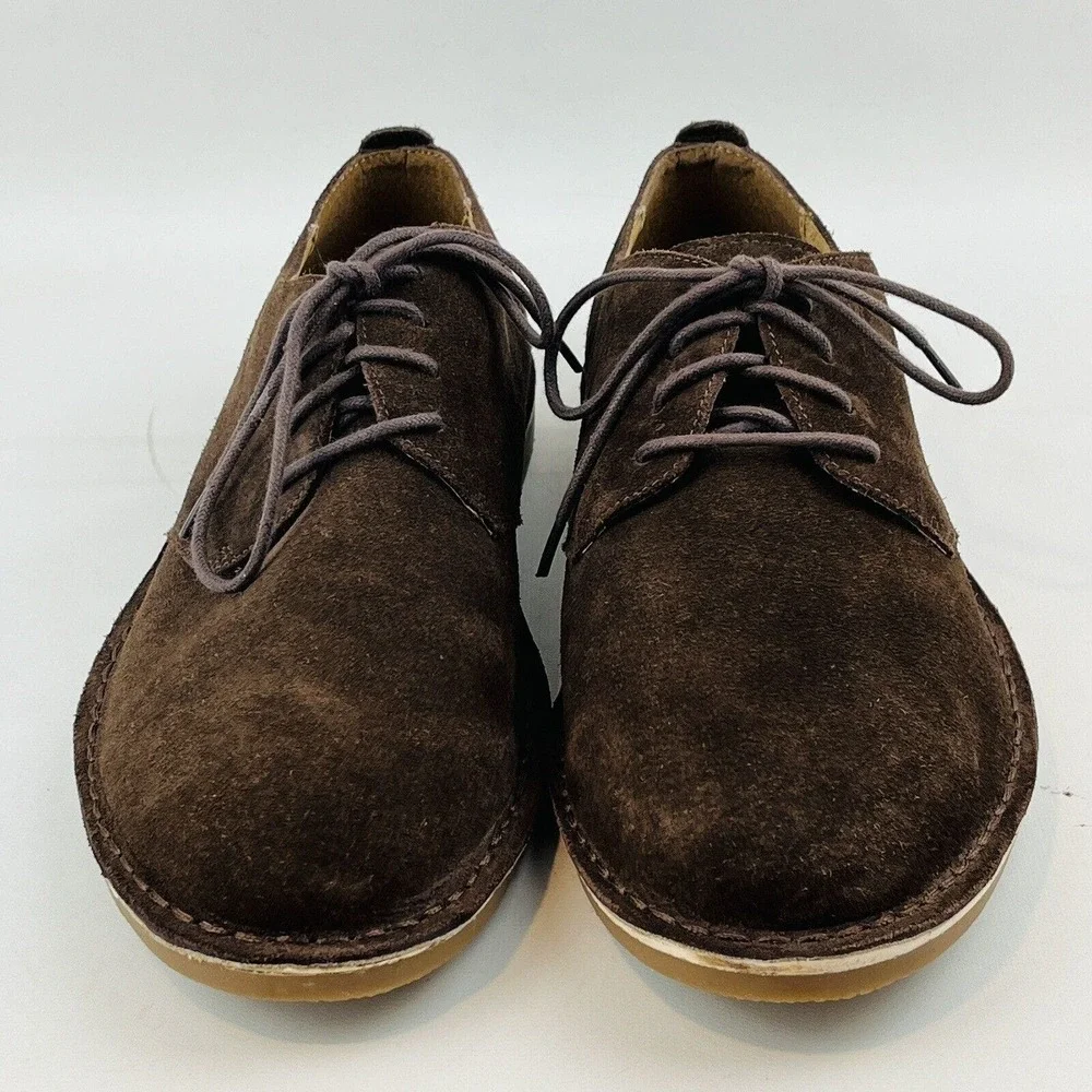 Mens‎ 10.5M Nunn Bush Gordy Plain Toe Oxford Brown Suede Casual Dual Comfort